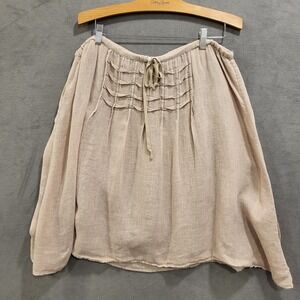 Max Studio Linen Skirt Womens Size‎ Large Coastal Boho Peasant Resort Drawstring